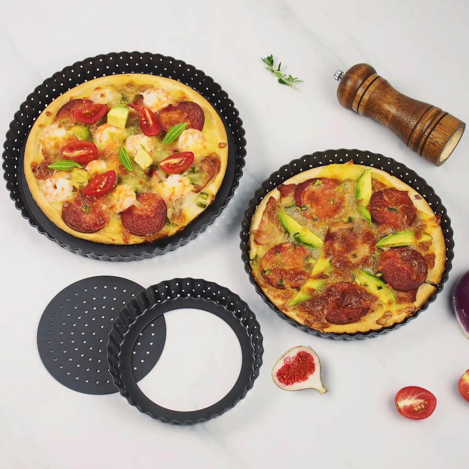 5/8/9Inch Non Stick Pizza Pan Carbon Steel Perforated Cake PanBaking Pan Bottom Baking Tray Bakeware Tools