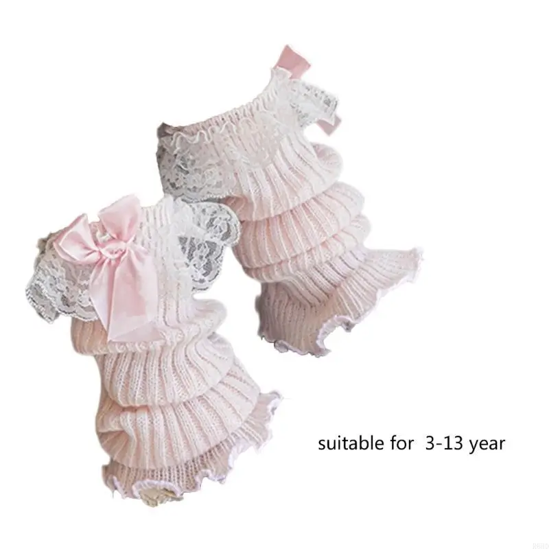 R66D Handcrochet Cung Giữ Ấm Chân Trẻ Ngọt Ballet Vớ Cô Bé Phụ Kiện