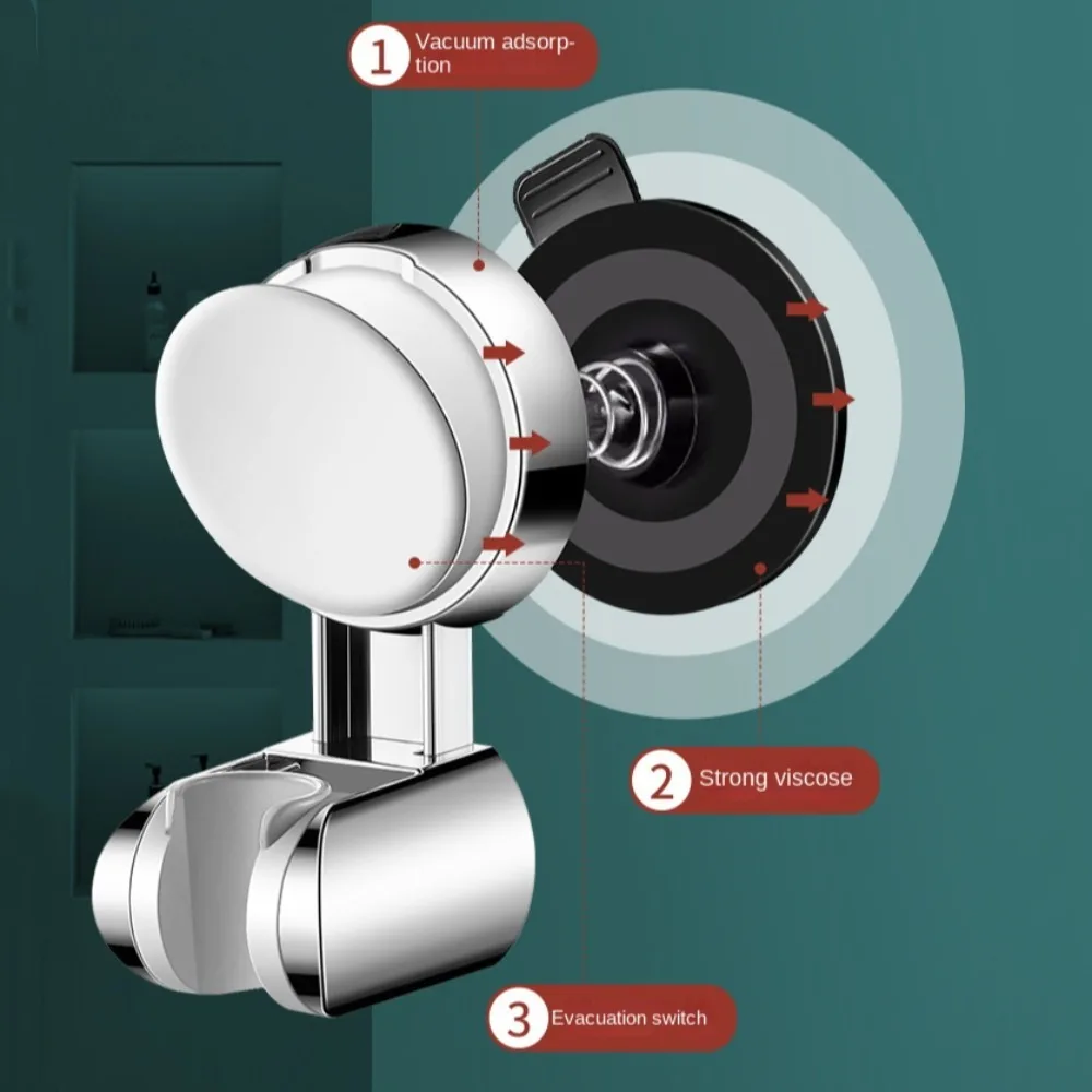 Ajustável parede pendurado chuveiro cabeça titular, otário em forma de L, ventosa, durável, soco livre, base fixa