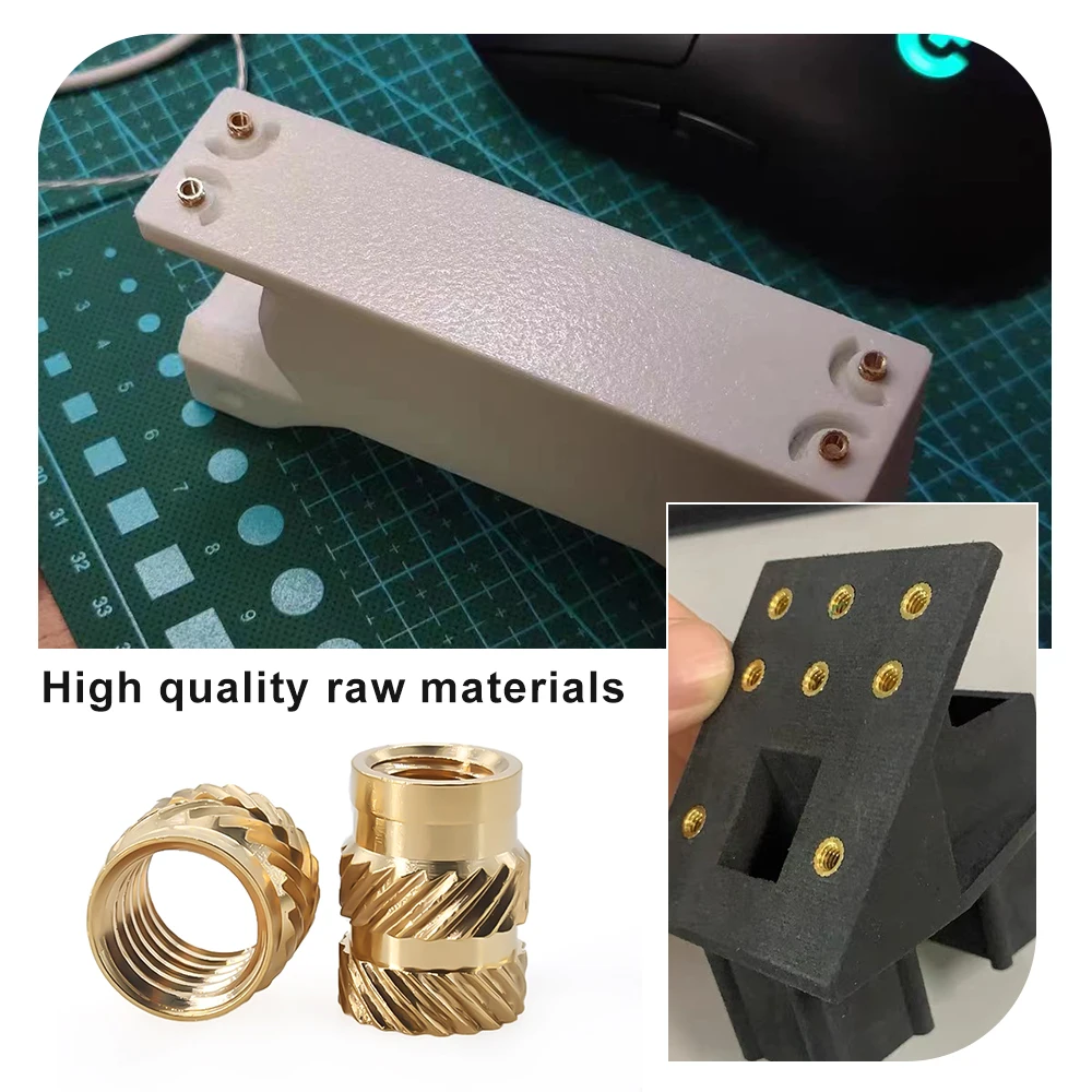 Tuercas de insertos de fusión en caliente de rosca métrica M2 M2.5 M3 M4 M5 M6 M8 M10 inserto de inyección de moldeo de tuerca de inserción de calor de latón para impresión 3d