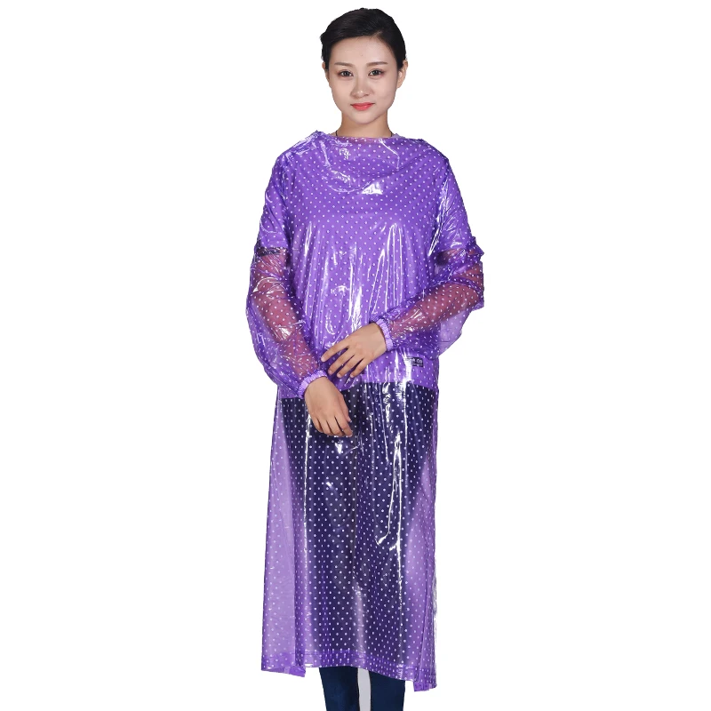 Porcha Transparent O Neck Long Sleeve Waterproof Rainproof Apron Design Raincoat Length 1.2meter