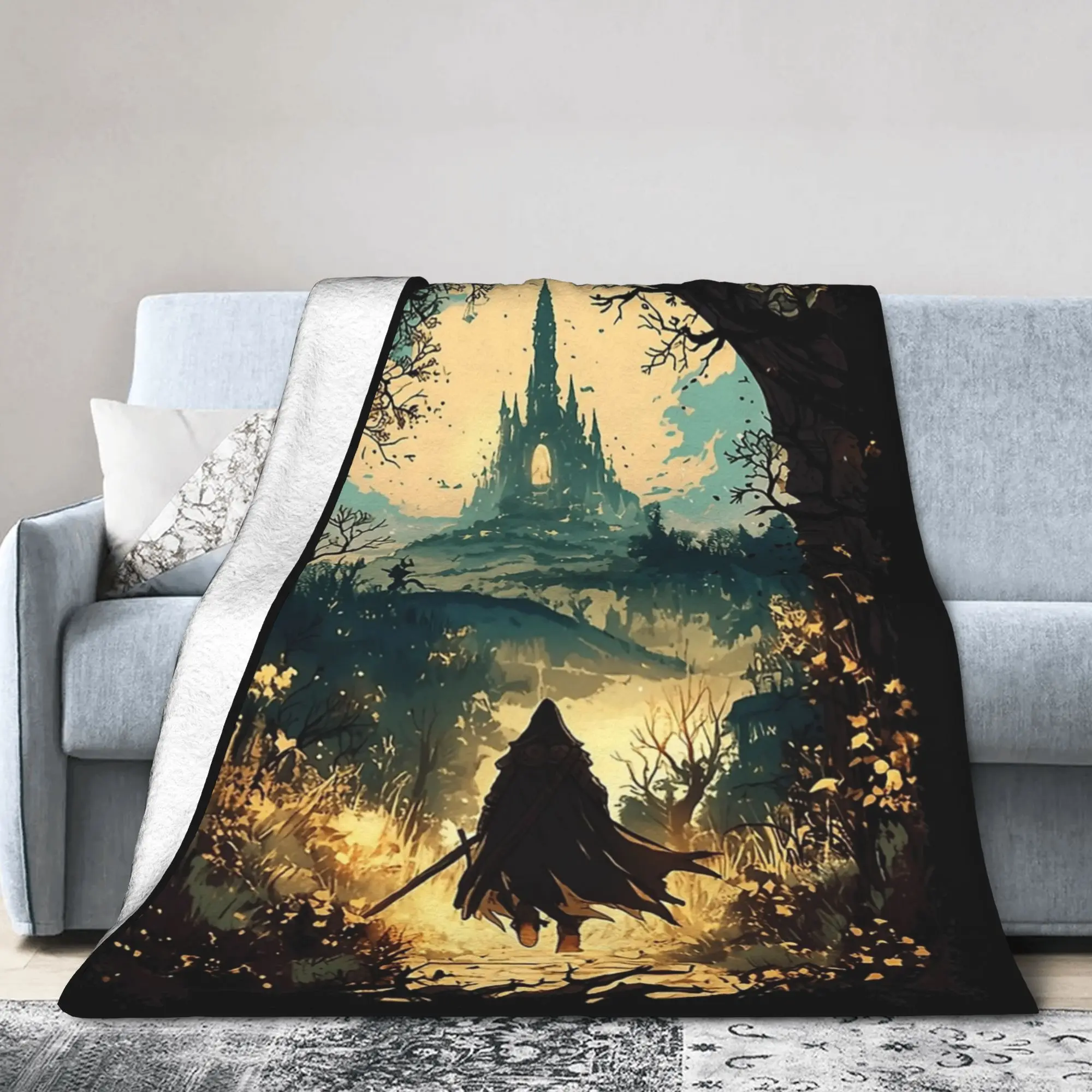 Bloodbornes Game Blankets Coral Fleece Plush Textile Decor Multi-function Thin Throw Blankets for Bed Travel Bedding Throws