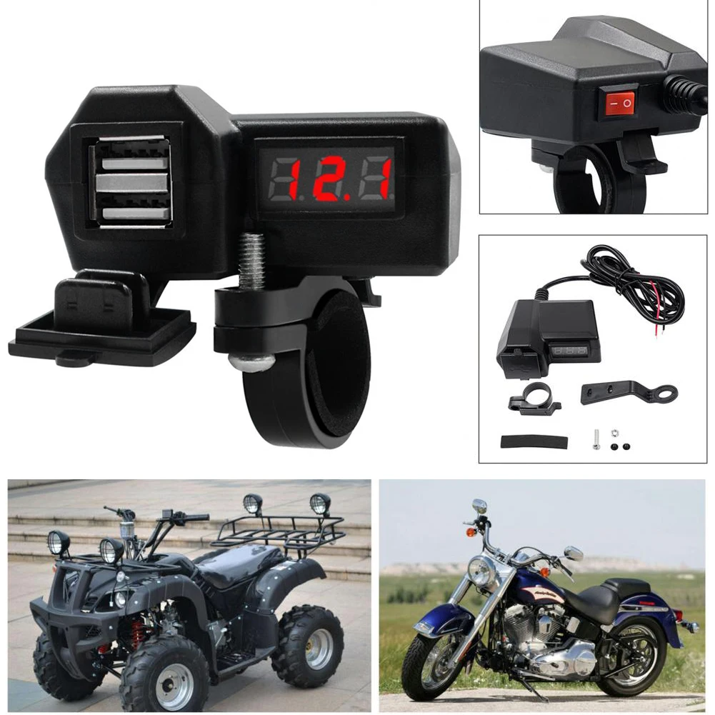 

10-24 В 3,1 А двойной USB мотоцикл зарядное устройство на руль мотоцикла водонепроницаемая розетка питания с цифровым переключателем включения/выключения напряжения