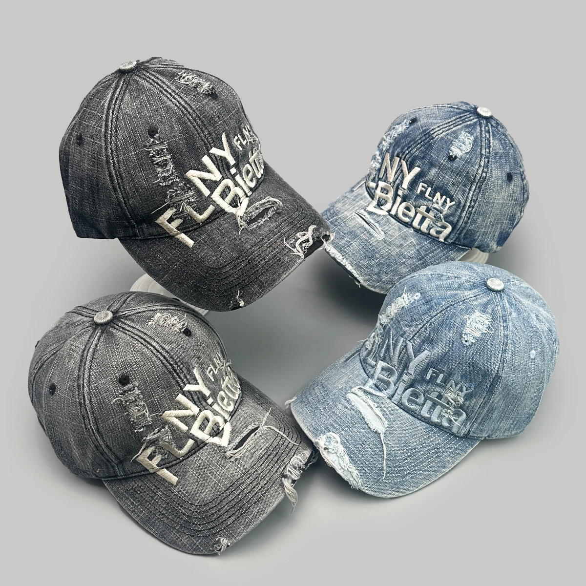 

Retro Broken Style Letter Embroidery Baseball Hats New Unisex Sunshade Personal Versatile Niche Fashion Distress ins Peaked Caps