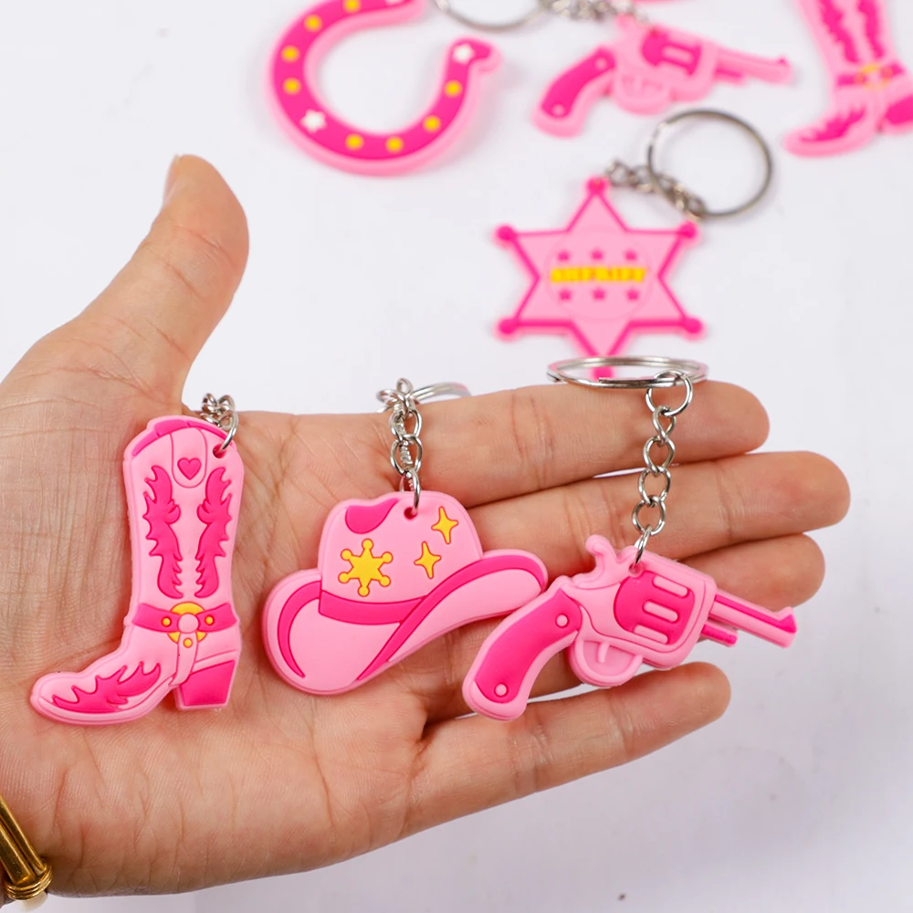 12Pcs Western Cowgirl Boots Cowboy Hat Silicone Keychains for Birthday BacheloretteParty Favors Wedding Bridal Shower Engagement