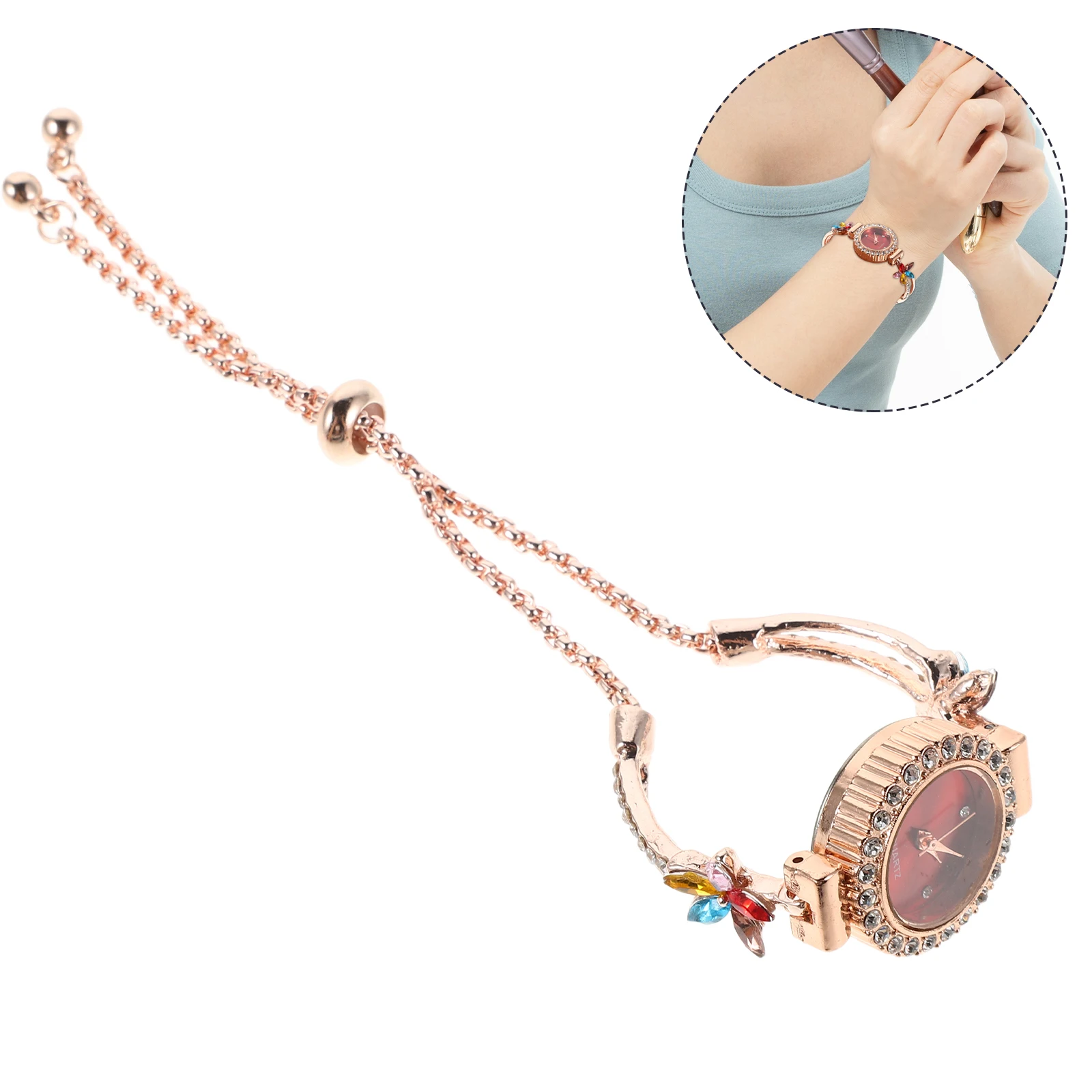

Women's Diamond-set Watch Fashionable Lady Jewelry Red Alloy Dress Quartz Watches Woman