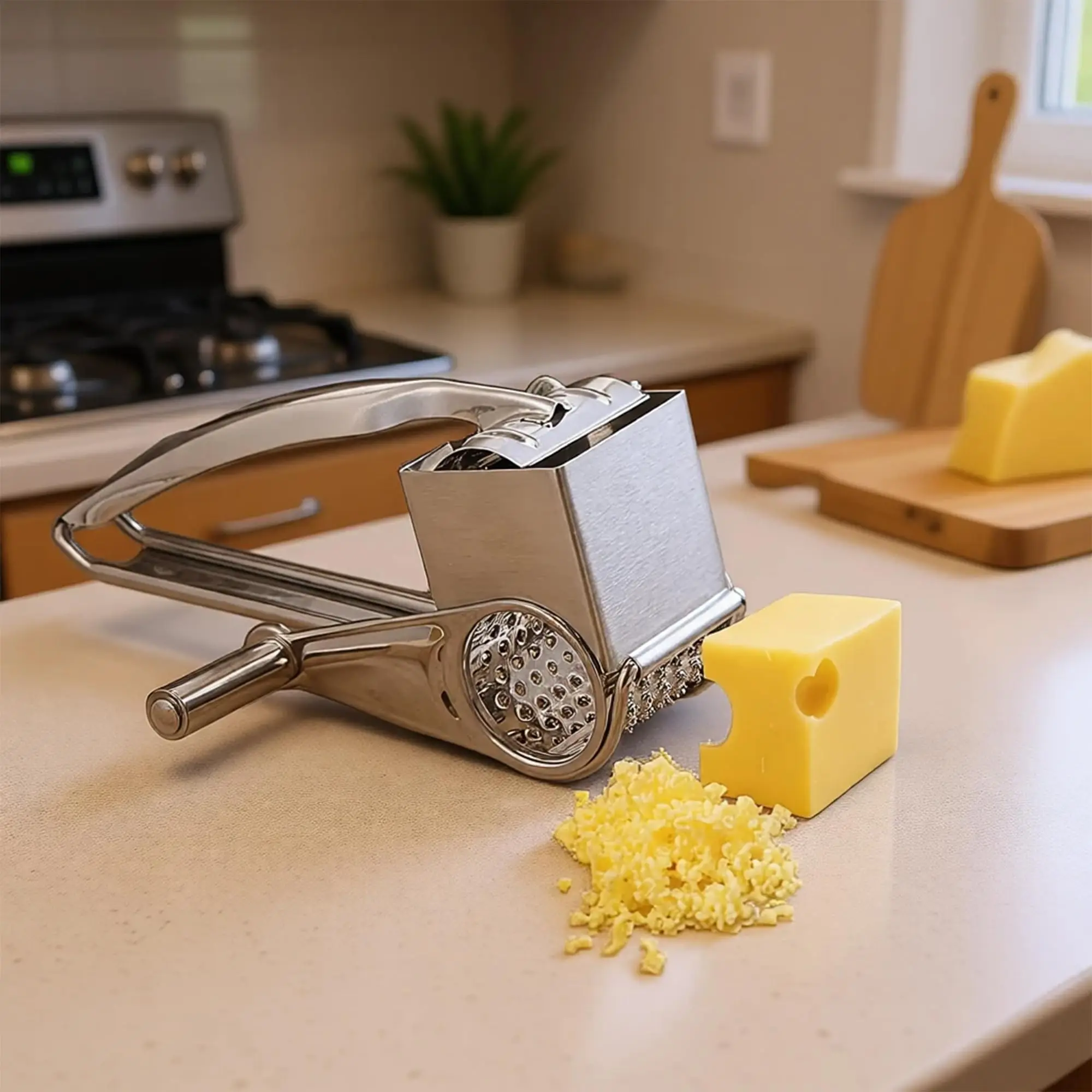 

IK Rotary Cheese Grater Stainless Steel Drum Grater Handheld Manual Shredder for Parmesan Vegetable Nut Baking Tool