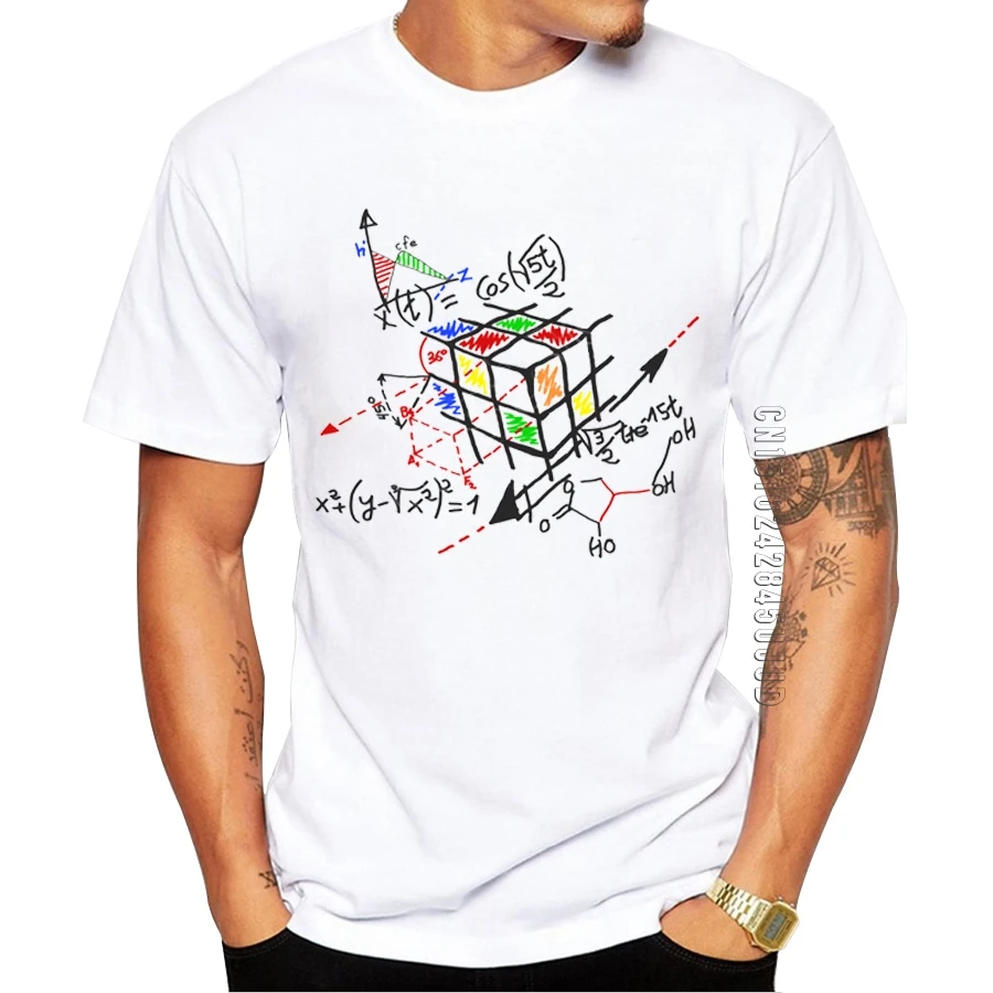 New Fashion Math Work Design Men T-shirt 100% Cotton Hipster Tops Math cube Printed t shirts Cool tee