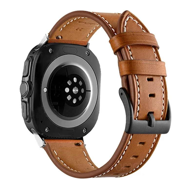 حزام جلدي لساعة سامسونج جالاكسي 8 44 ملم 40 ملم/8 كلاسيكي 46 ملم حزام معصم لساعة سامسونج جالاكسي 7 8 الترا 2025 47 ملم