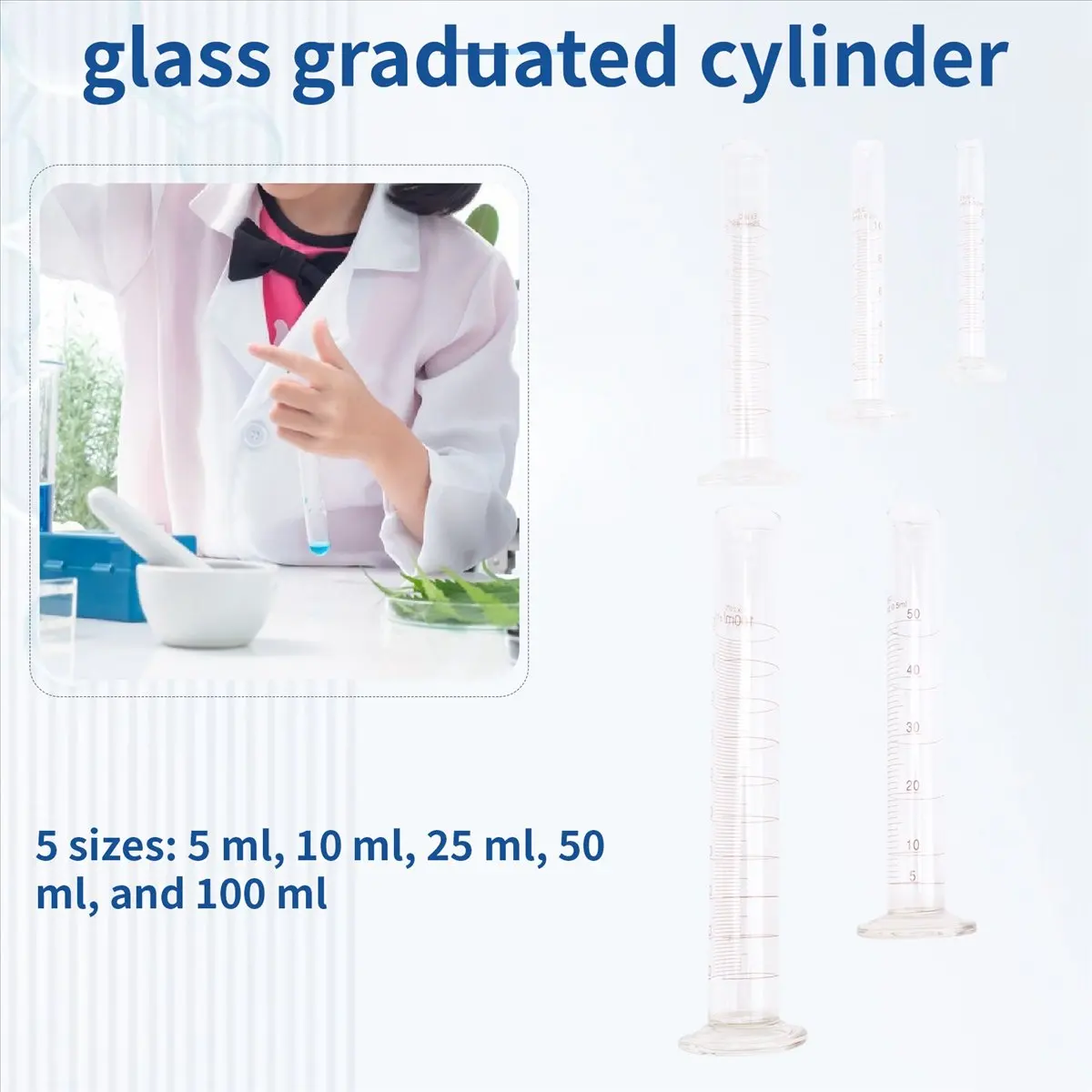 Sep.HOT~Graduated Cylinder Set,Borosilicate Glass Measuring Cylinders in with Pipettes/Stirring Rods/Clean Brush