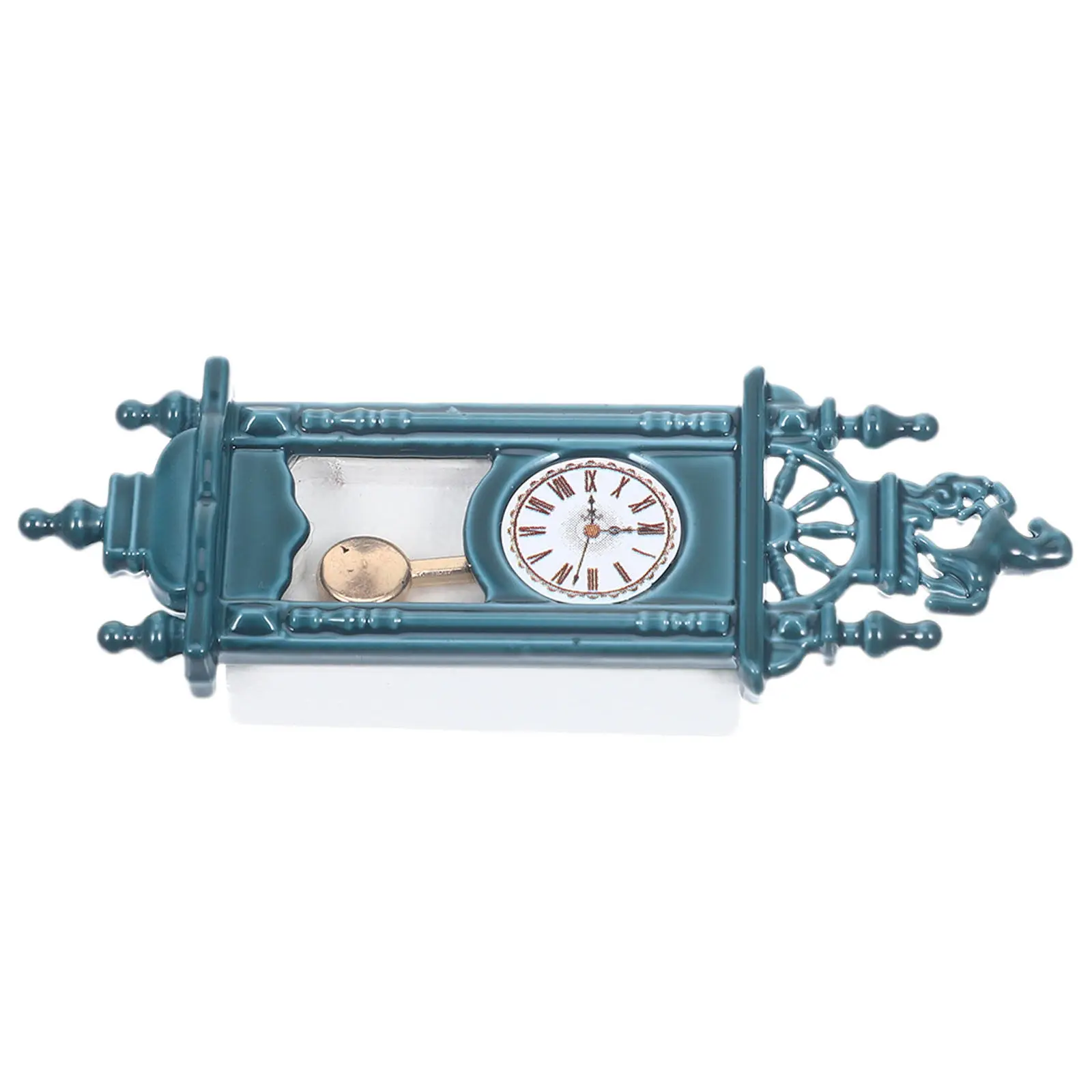 

Mini Pendulum Clock Ornament for Dollhouse Miniature House Decor Vintage Style Zinc Alloy Wood Small Realistic Pendulum Clock