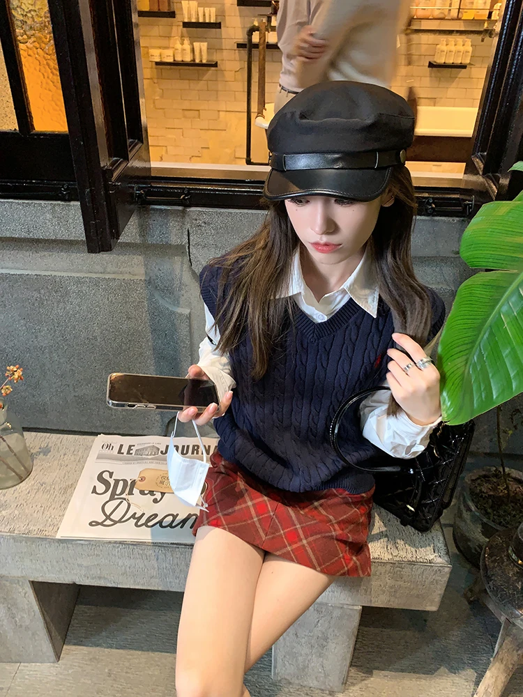 

Вязаный жилет Hhi Briti Sle для женщин, винтажный свитер-жакет, новинка 2024 года, весна-осень, для повседневной носки, модный