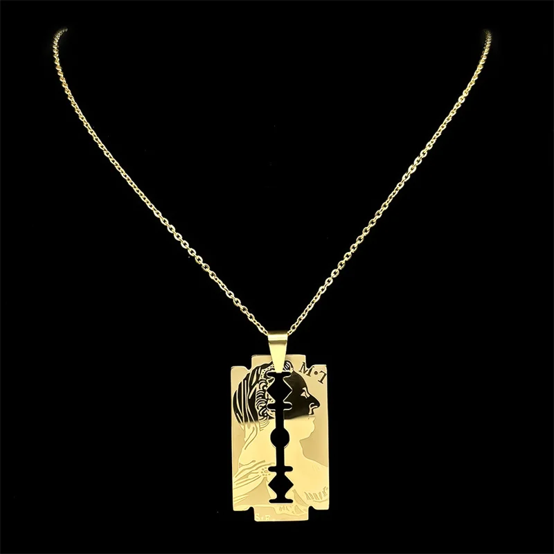 الهيب هوب يسوع بليد الحلاقة شكل قلادة طقم من الحلقان للنساء الرجال الفولاذ المقاوم للصدأ الذهب اللون المسيحية تميمة مجوهرات هدية #2