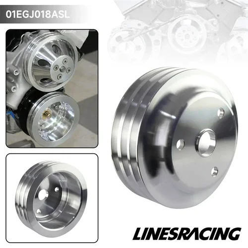 Imagen 2 del producto Polea de cigüeñal de aluminio, bomba de agua larga apta para BlockChevy LWP pequeño, bloque pequeño de 3 ranuras, manivela Chevy 350
