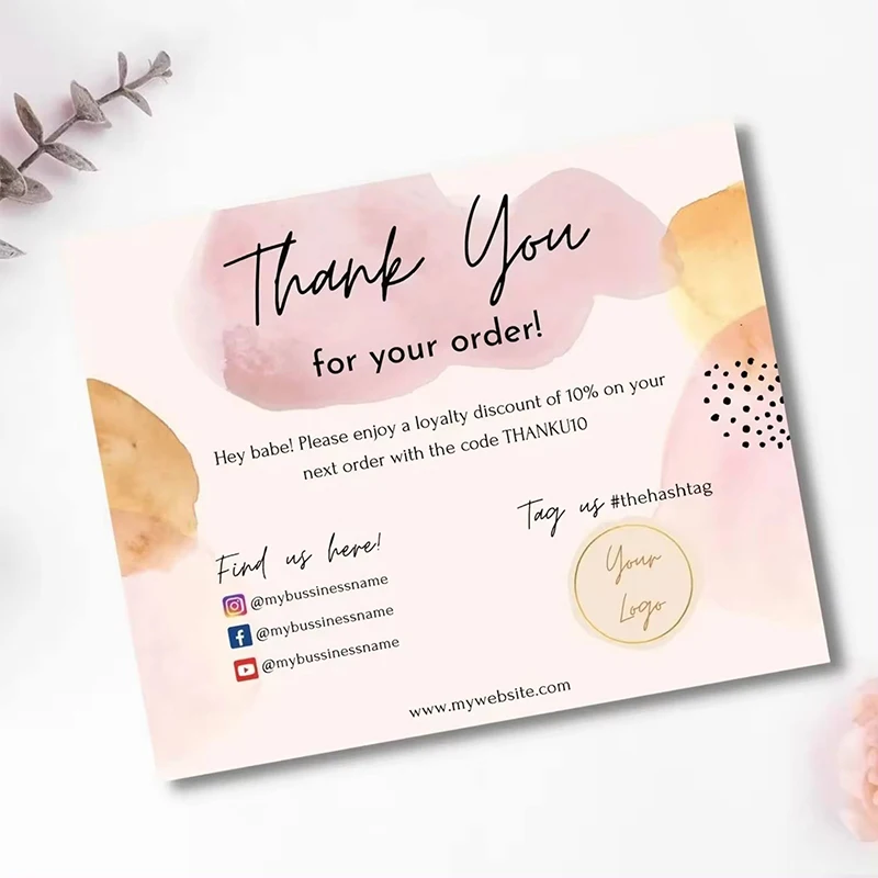 Custom Thank You Cards Business Card Full Color Double-Sided Printing Gift Decoration Card Personalized Logo Wedding Invitation
