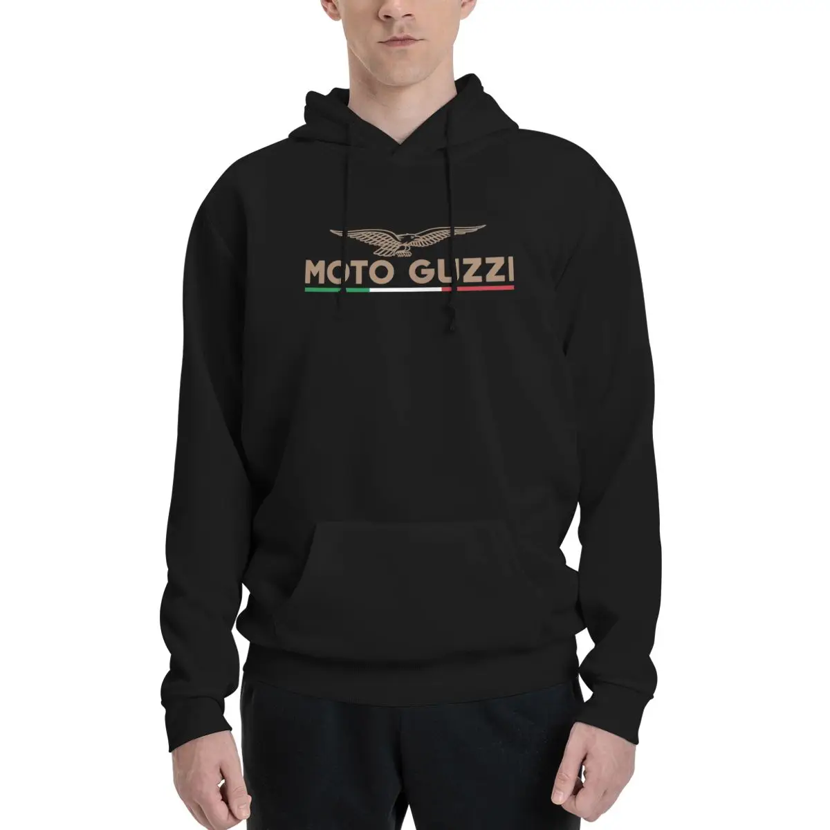 Moto And Guzziss Eagle Logo Adhesive Emblem Moto And Guzziss Couples Plus Velvet Hooded Sweater Travel Sexy Hooded rope pullover