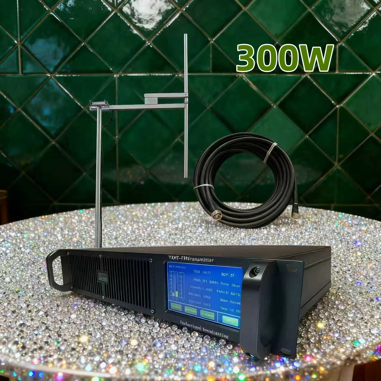 

100-240V Universal YXHT-300W FM Transmitter Kit, CD-Quality Sound, Touchscreen, Timer & Remote Control, for Radio Station, Hotel