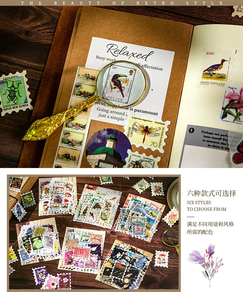 50 Blatt Philatelic Museum Series Briefmarken-Thema-Aufkleber, Scrapbooking-Material, handgefertigtes Tagebuch, Album, Junk Journal Supplies – Detail 12