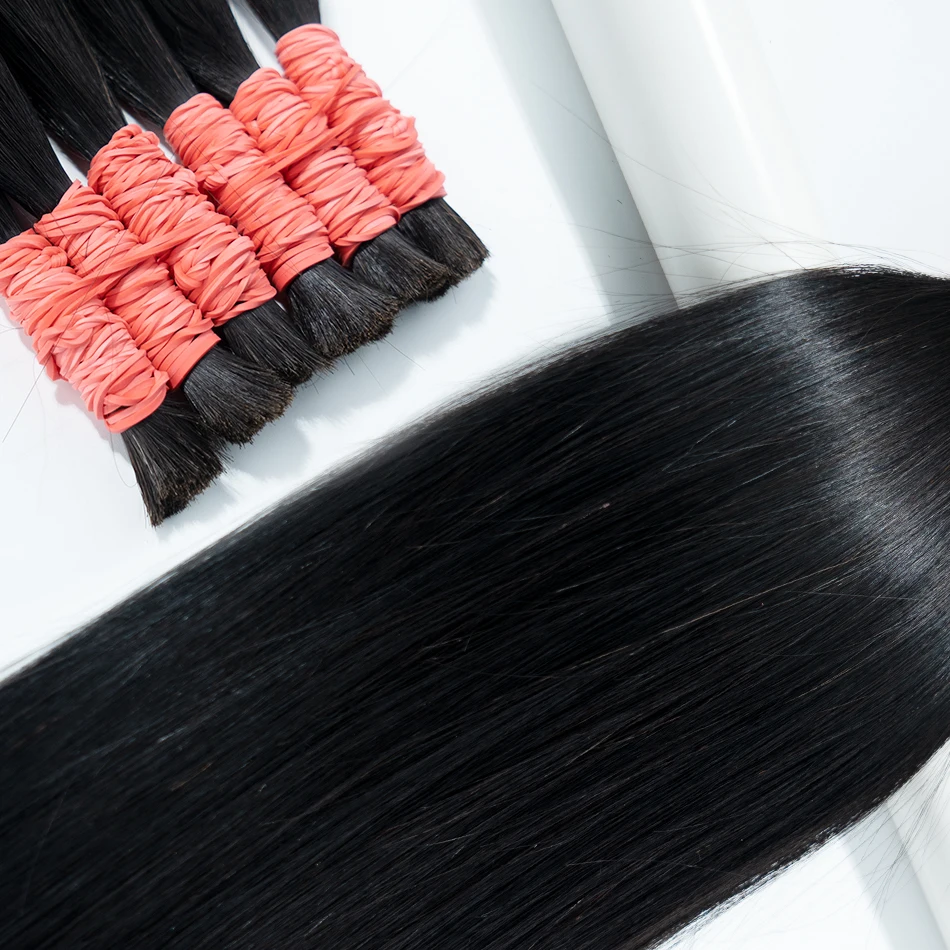 Maxhair ไม่มี Weft Human Hair Extension Virgin Human Hair ตรง 10A Bulk ทอผ้าสําหรับ Braiding 100% ที่ยังไม่ได้ประมวลผล 50g