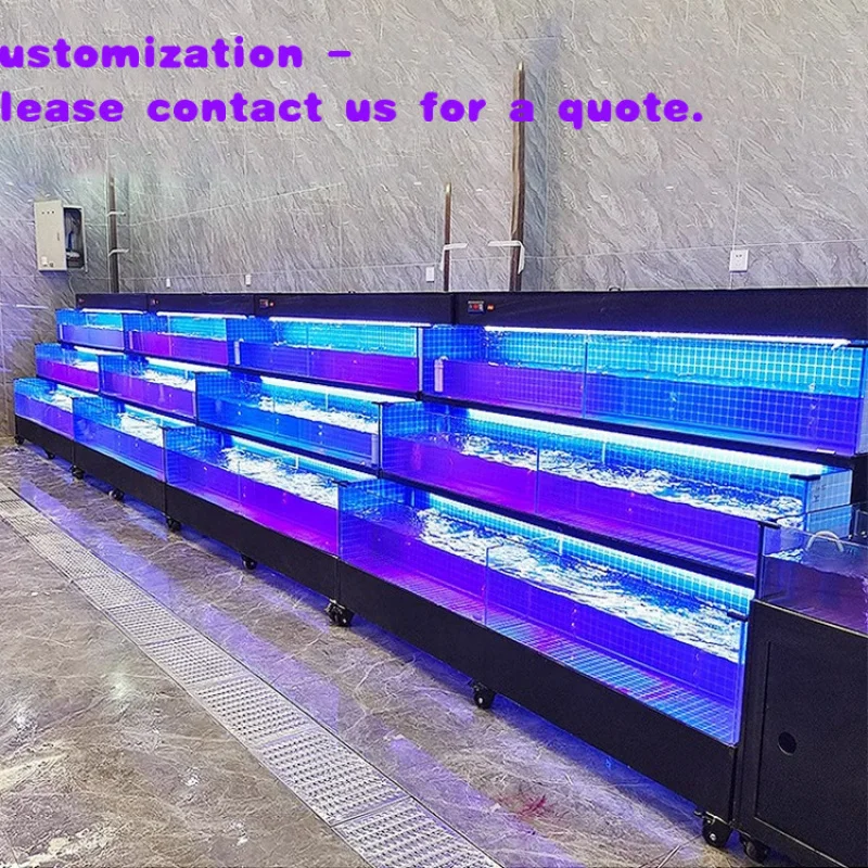 custom.Plug-and-Live Seafood Fish Supermarket Restaurant Easy-to-Install Rectangular Glass Aquarium System Liv