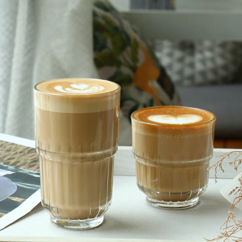 Coffeeware Glass 175ml/250ml/350ml Vertical Stripes Beverage Cup Fashionable Juice Cup Household Kitchen Accessories Coffee Cups