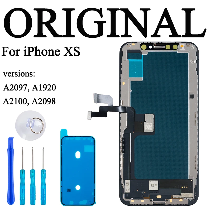 Écran OLED De Rechange Pour IPhone XS – 5.8" 3D Touch + Digitizer Complet, Compatible A1920/A2097/A2098/A2099/A2100, Kit Réparation Complet + Verre Trempé