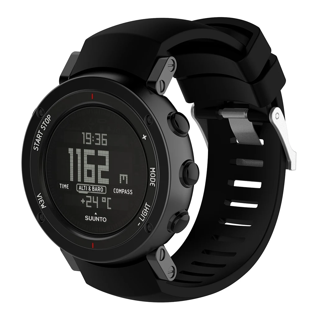 Quick Release Watch Replace Accessories Silicone Band Bracelet Compatible with SUUNTO Core ALU Black Anti-scratch Straps