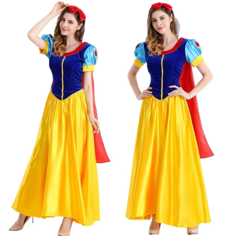 Snow White Cosplay Dress Outfit Adult Kids Girl Princess Dress Cartoon Princess Snow White Halloween Party Performance Costume