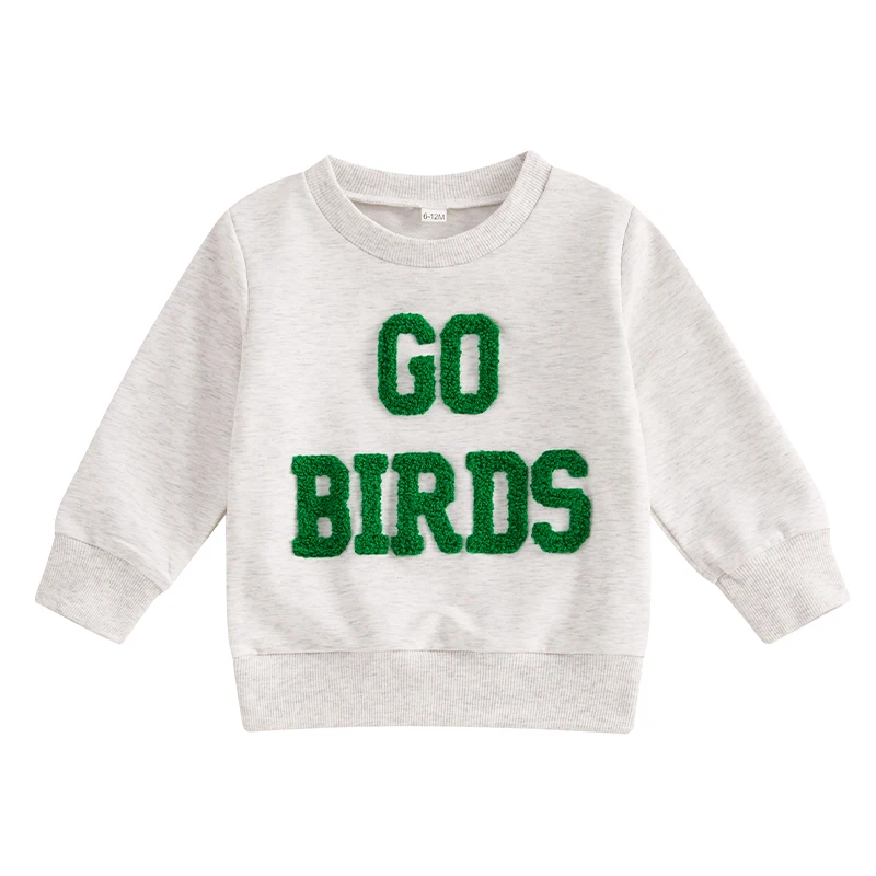 

Toddler Boy Girl Fall Sweatshirt Letter Embroidery Long Sleeve Round Neck Pullover Loose Tops