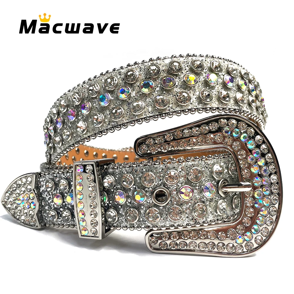 Fashion Luxury Rhinestone Western Belts Diamond Crystal Studded Belts Cowgirl Cowboy for Women Men Strap for Jeans