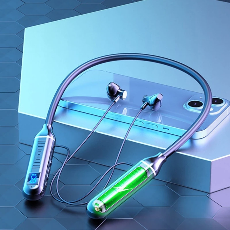 Auriculares con banda para cuello con bloqueo magnético, llamadas claras para auriculares para actividades libre