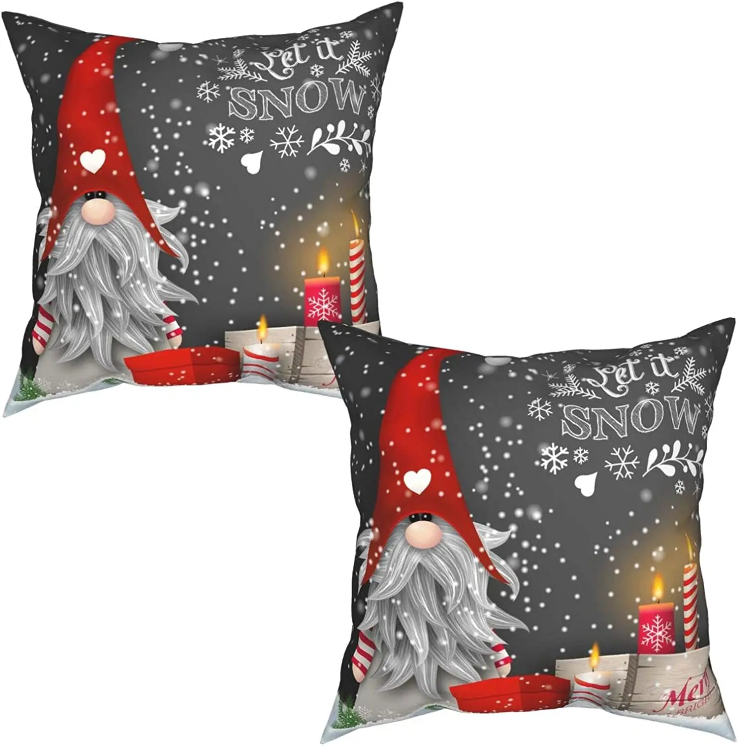 

Christmas Throw Cushion Covers 18x18 Inch Merry Christmas Gnome Xmas Gifts Winter Snowflakes Decorative Pillow Covers Set of 2