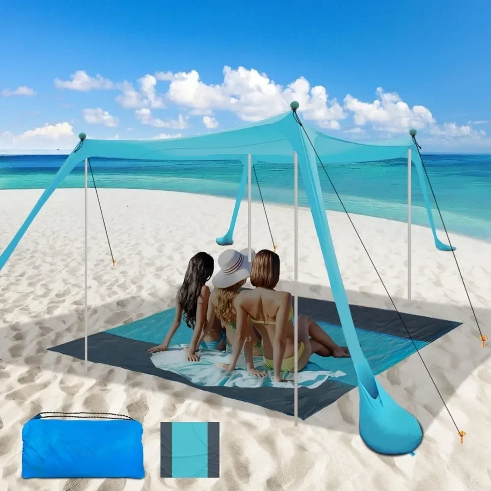 

Awnings,11x11 Foot Beach Sunshade with Beach Blanket, Suitable for Beaches, Camping, and Gatherings Awnings