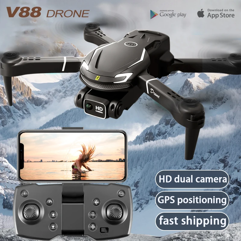جديد V88 الطائرة بدون طيار 8K 5G نظام تحديد المواقع المهنية HD التصوير الجوي طائرات التحكم عن بعد HD كاميرا مزدوجة كوادكوبتر لعبة الطائرات بدون طيار