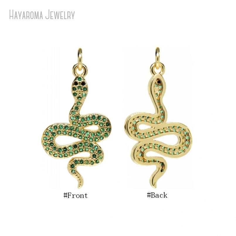 

10Pcs Wholesale Metal Cubic Zirconia Animal Snake Jewelry Invisible Setting Copper Gold Color Pendant PM52591