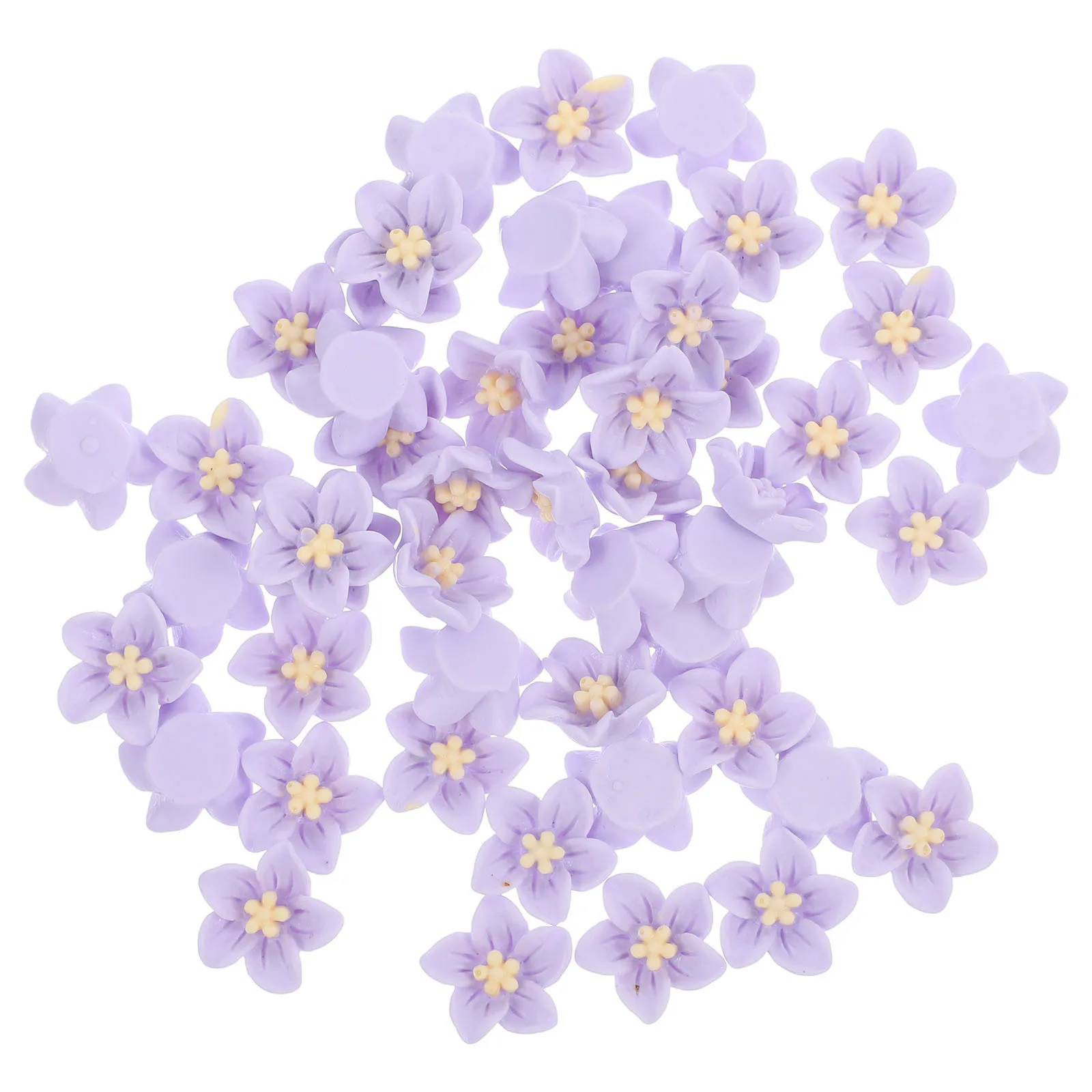 50 peças flores de resina pequenas flores para decoração artesanal diy e decoração de faixa de cabelo-breloque criativa de ornamento de capa de telefone