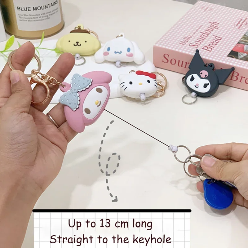 

Sanrio Retractable Keychain Anime Kuromi My Melody Cute Cartoon Easy-Pull Buckle Stretchable Keychain Easy to Open Gifts