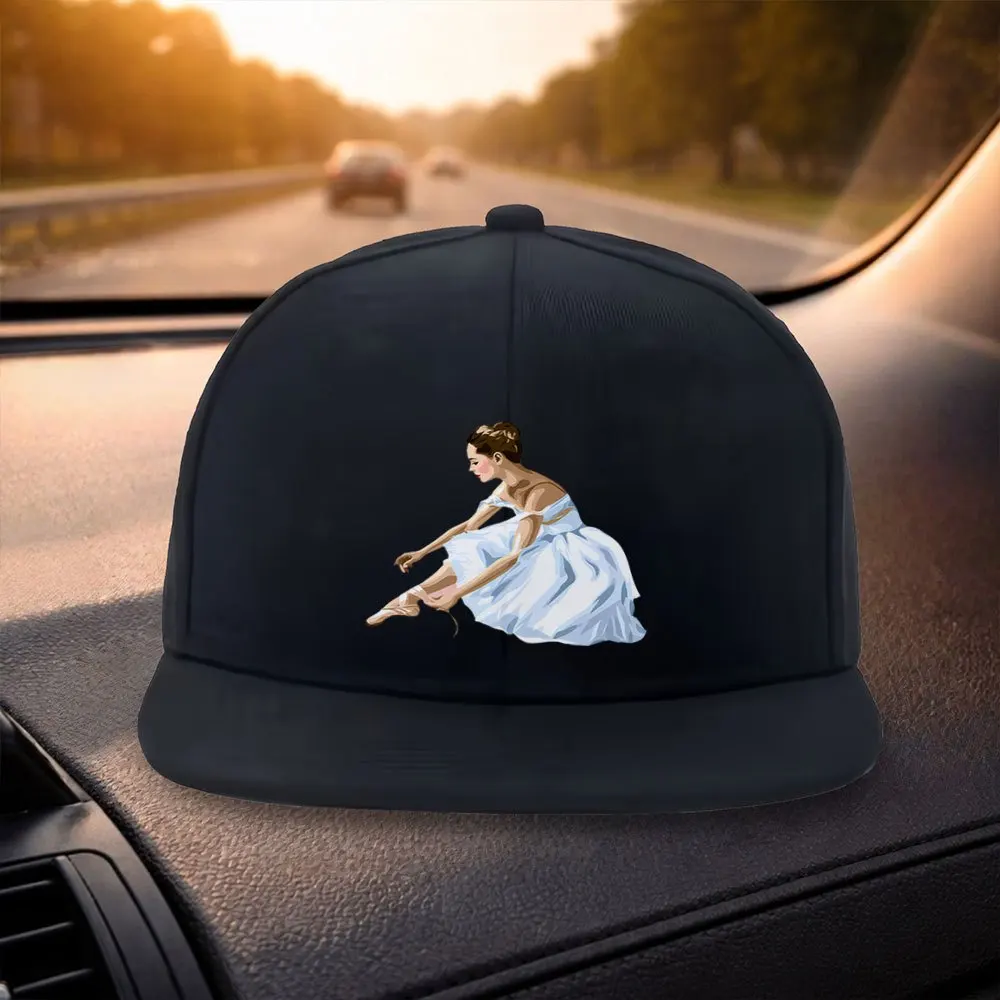 Gorra de béisbol clásica unisex con visera plana, diseño de bailarina a la moda, gorra informal negra, adecuada para actividades al aire libre