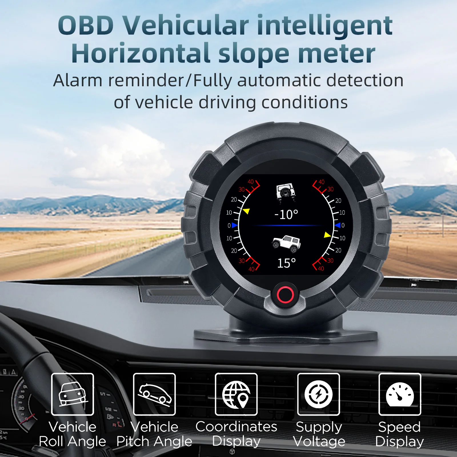 Car Inclinometer X95 HUD OBD & GPS DigitalSpeedometer Odometer Tilt Pitch Angle Slope Gadgets for Off Road 4x4 Car Accessories