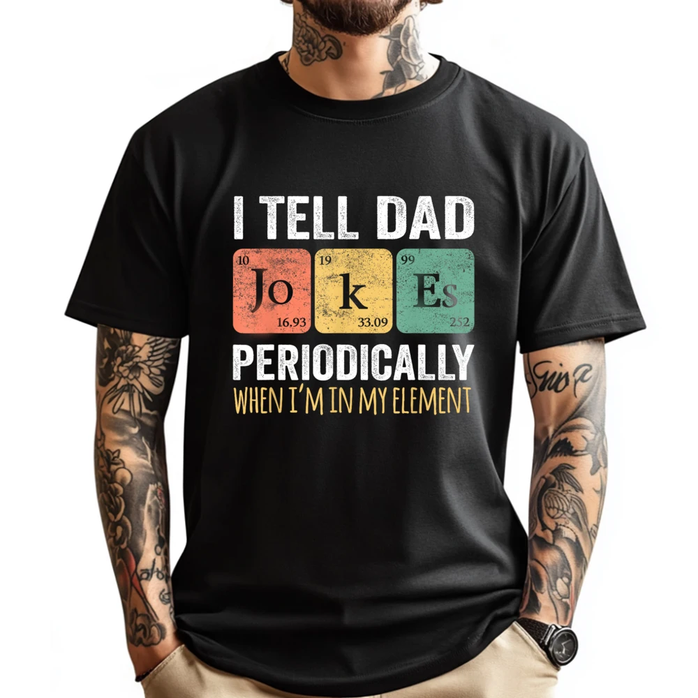 

Dad Jokes Periodically ElementClassic Fit Short Sleeve Black Adult Graphic T Shirts Men Cotton Men's Clothing Vaporwave