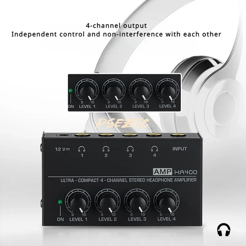 HA400 Professional Headphone Amplifier Audio Stereo Four Channel Lossless Monitoring Ear  Effect Device