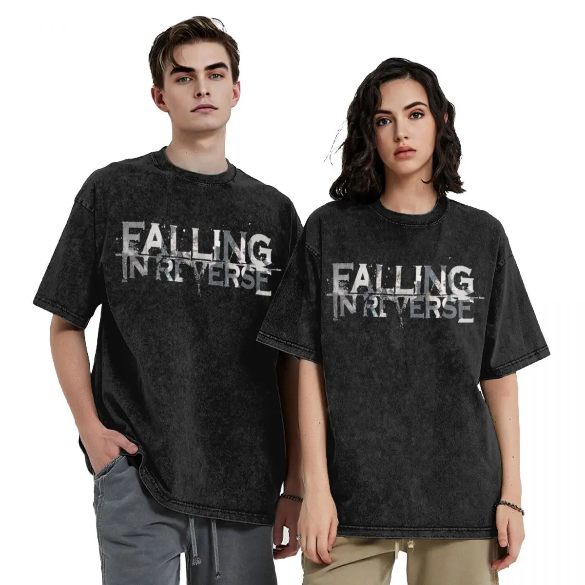 Falling In Reverse Heavy Metal Rock Band Merch Washed T Shirts for Men Women Streetwear Hip Hop T-Shirt Summer Tees Short Sleeve