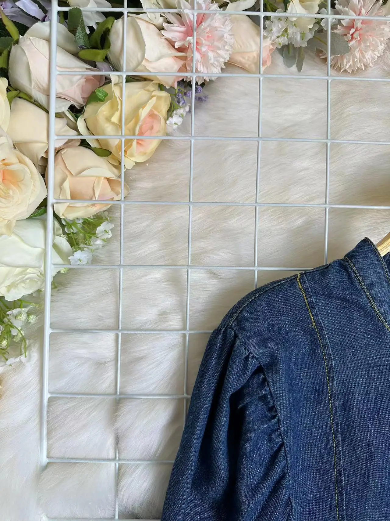 Elegant Stand Collar Denim Shirt Women's Autumn New Style Retro High End Feeling Shirt Coat Anti Aging Long Sleeve Top