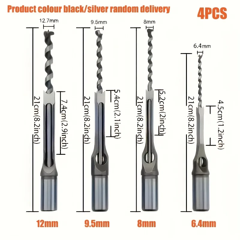 

4 woodworking tools including twisted square hole drill and milling cutter extension saw, perfect for creating square or rectang