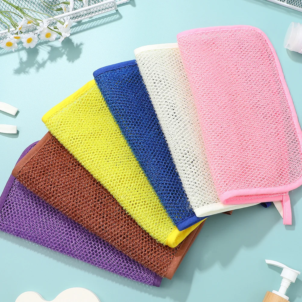 

6Pcs Exfoliating Back Scrubber Heavy Duty Dual Layer Body Shower Cloth for Dead Skin Removal Portable Lightweight Bath Towel