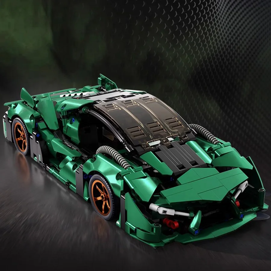 

Green building block car, 1:14 simple building block car, car building block ornaments, green city car, movable wheels.