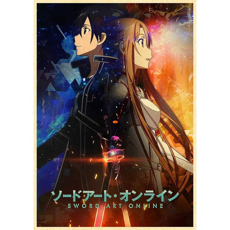 Anime Poster Sword Art Online Kraft Paper Vintage Posters Home Room Art Wall Stickers 4K High Quality