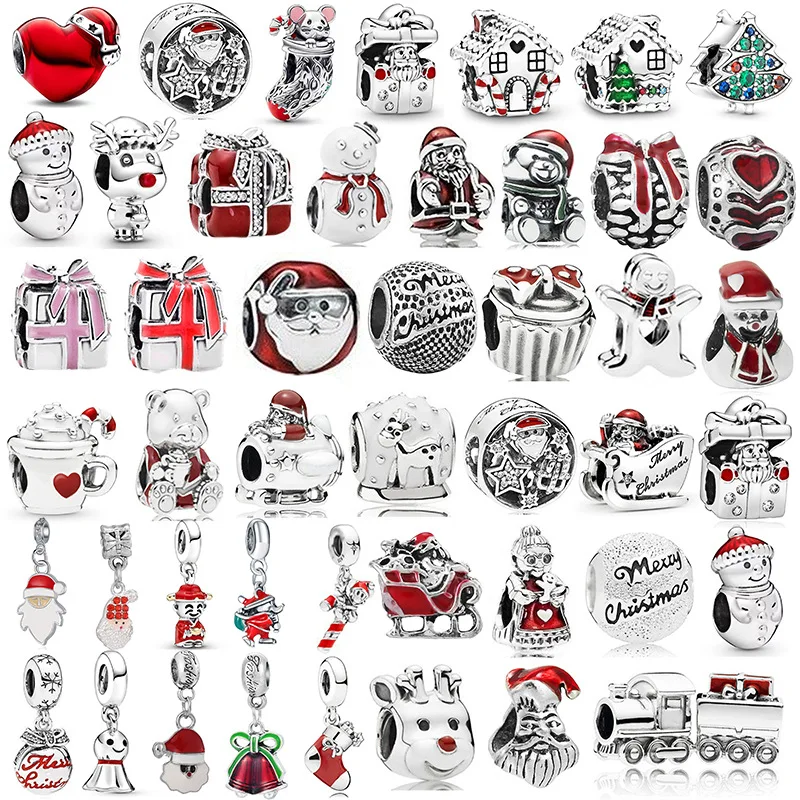 Silver Plated Luxury Christmas Series Alloy Santa Claus Charm Beads For Women Pandora DIY Bracelet Necklace Jewelry Accessories