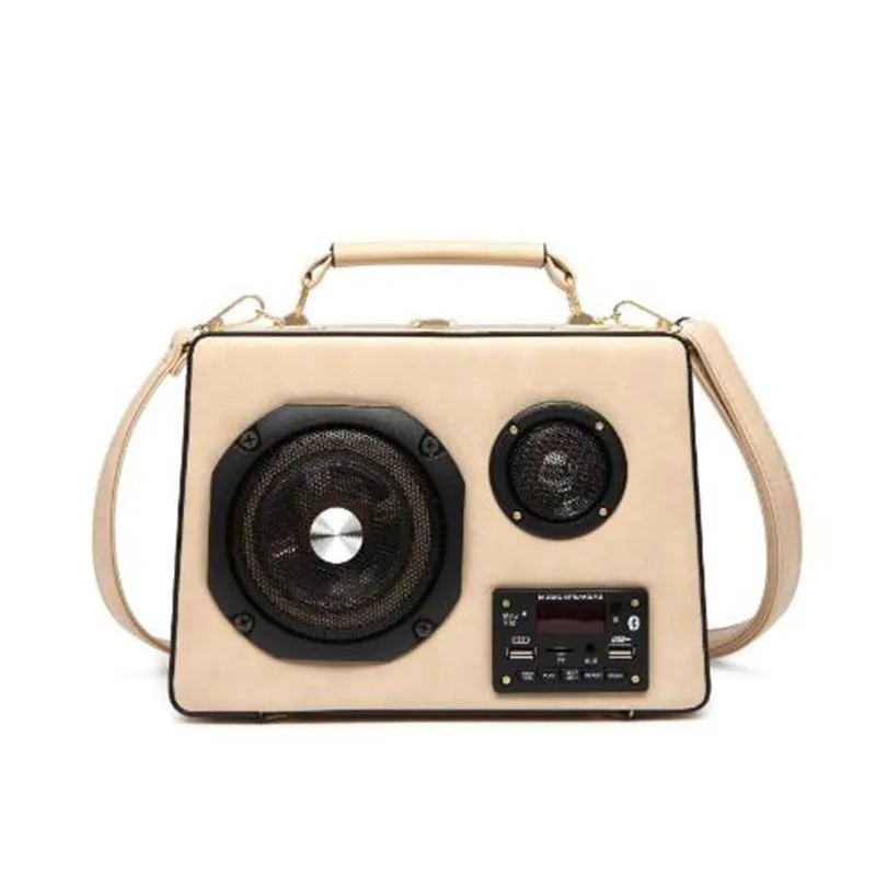 Vintage Radio Box Shaped Purses and Handbags for Women Designer Female Shoulder Bag Novelty Crossbody Bag Fashion Totes Leather