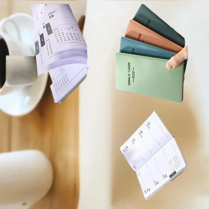 Agenda giornaliera formato A6 2026 da 1 pezzo, calendario in pelle a colori Morandi, 64 fogli, calendario settimanale sottile da 128 pagine